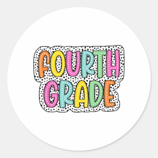 Grade terug naar school Dalmatische Stippen Leraar Ronde Sticker (Voorkant)