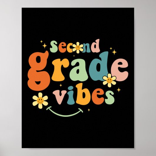 Grade Vibes 2e klas Team Retro 1e schooldag Poster (Voorkant)