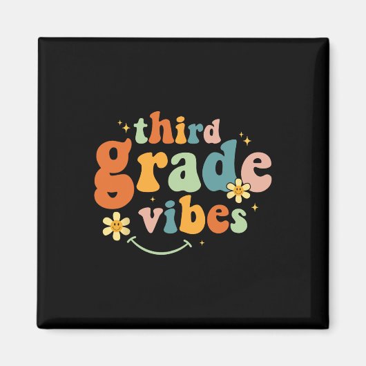 Grade Vibes 3e klas Team Retro 1e dag van de schoo Magneet (Voorkant)