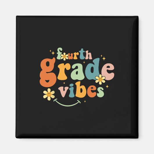 Grade Vibes 4e klas Team Retro 1e schooldag Magneet (Voorkant)