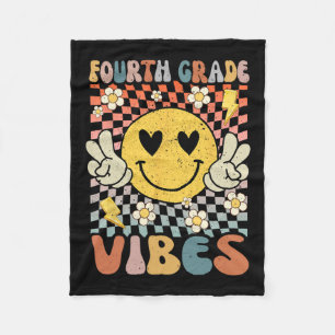 Grade Vibes 4th Grade Retro Teacher 1st Day Of Sch Fleece Deken