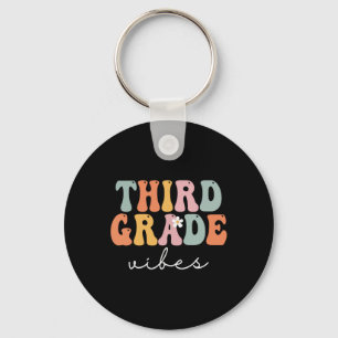 Grade Vibes Retro Groovy Vintage Eerste dag van sc Sleutelhanger