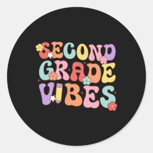Grade Vibes Terug naar school Retro 2e klas leraar Ronde Sticker