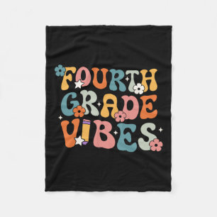 Grade Vibes Terug naar school Retro 4e klas leraar Fleece Deken