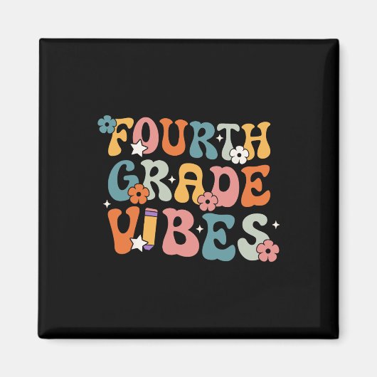 Grade Vibes Terug naar school Retro 4e klas leraar Magneet (Voorkant)