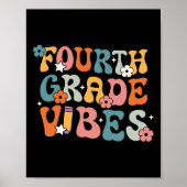 Grade Vibes Terug naar school Retro 4e klas leraar Poster (Voorkant)
