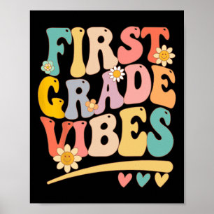 Grade Vibes Voor Meisjes Jongens 1e Grade Leraar Poster