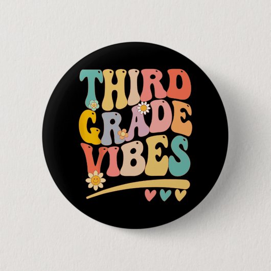 Grade Vibes voor meisjes jongens 3e klas leraar Ronde Button 5,7 Cm (Voorkant)
