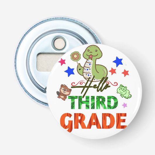 Grader Kinder für die dritte Klasse Button Flesopener (Voorkant)