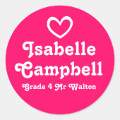 Grader school onderwijs naam hart id sticker (Voorkant)