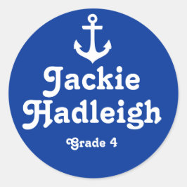 Grader school onderwijs naam navy anchor sticker