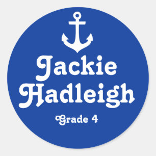 Grader school onderwijs naam navy anchor sticker