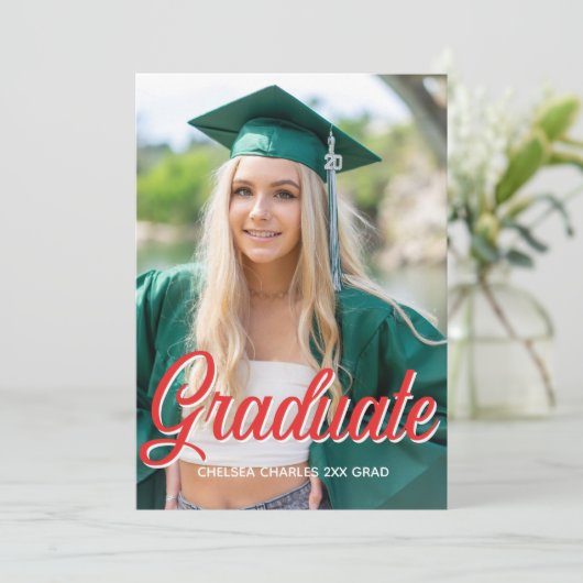 Gradiatie rood fotoscript Uitnodiging (Staand voorkant)