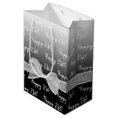 Gradient 21e verjaardag met witte boog medium cadeauzakje (Achterkant Gekanteld)