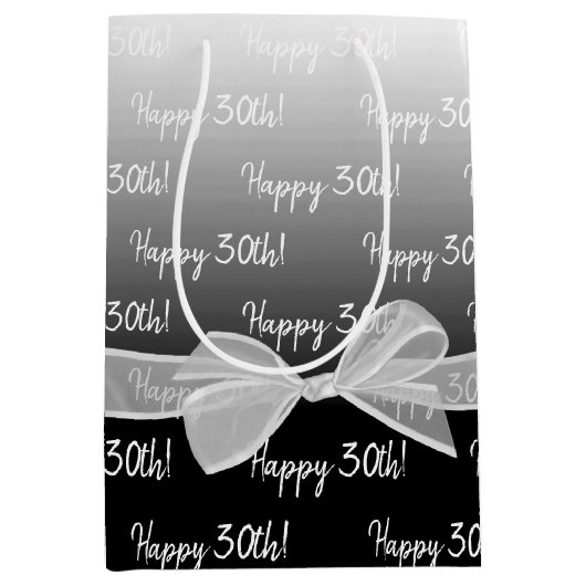 Gradient 30e verjaardag met witte boog medium cadeauzakje (Voorkant)