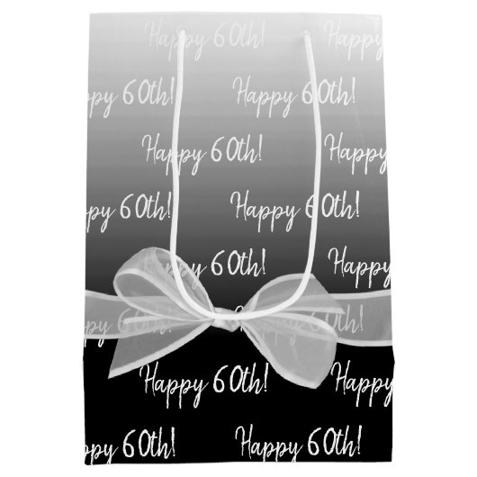 Gradient 60e verjaardag met witte boog medium cadeauzakje (Achterkant)