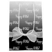 Gradient 80e verjaardag met witte boog medium cadeauzakje (Achterkant)