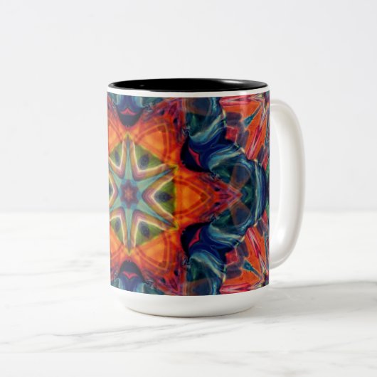 Gradiënt aardewarmer energie Kaleidoscope Tweekleurige Koffiemok (Voorkant rechts)