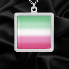Gradient Abrosexual Pride Flag Zilver Vergulden Ketting