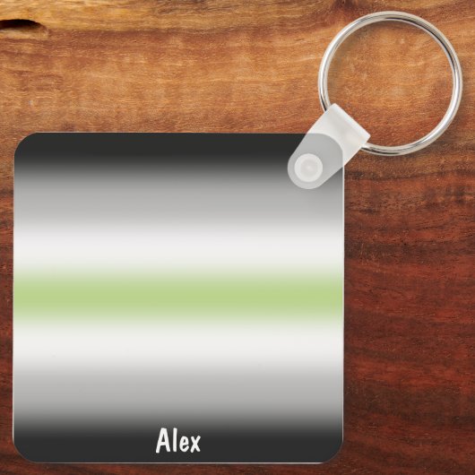 Gradient Agender Pride Flag met aangepaste naam Sleutelhanger (Achterkant)