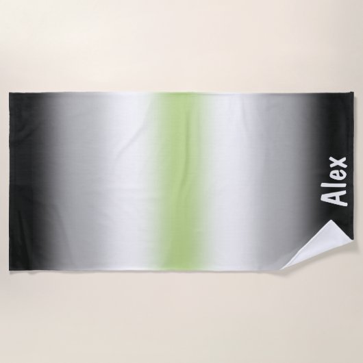 Gradient Agender Pride Flag met aangepaste naam Strandlaken (Voorkant)