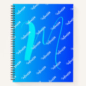Gradiënt Aqua & Blauwe Kleur - Naam Monogrammed Notitieboek (Voorkant)
