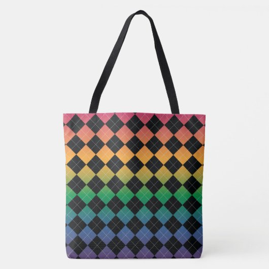 Gradiënt Argyle — Regenboog Tote Bag (Voorkant)