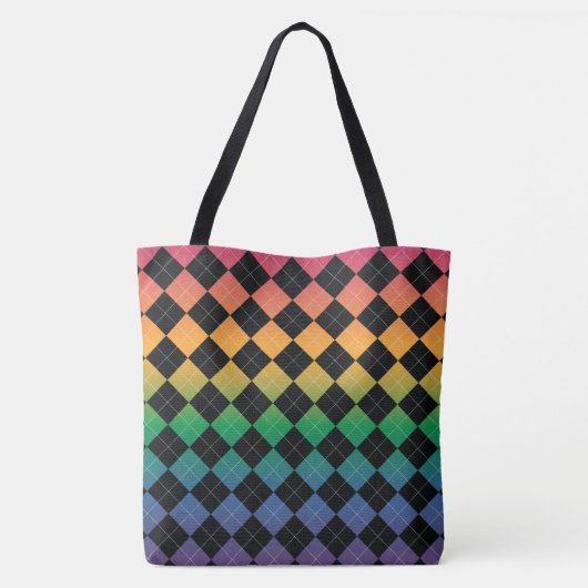 Gradiënt Argyle — Regenboog Tote Bag (Achterkant)