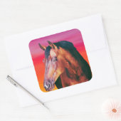 Gradiënt Bay Horse Vierkante Sticker (Envelop)
