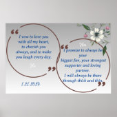 GRADIËNT BLAUW BLOEMENBRUILOFT GELOFTE DISPLAY POSTER (Voorkant)