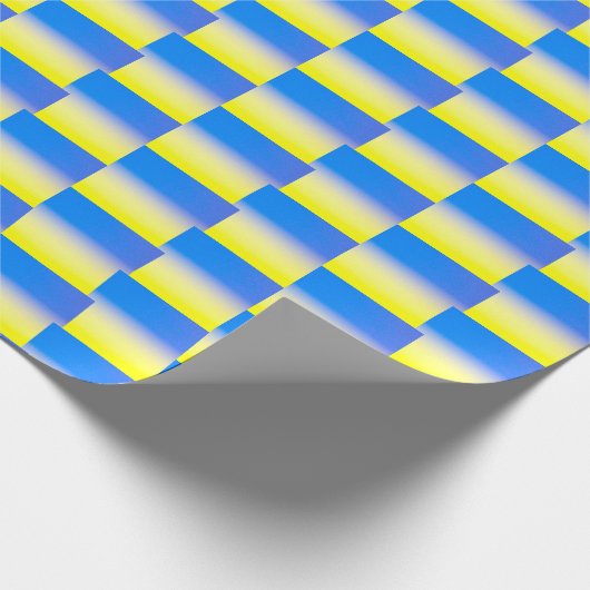 Gradiënt blauw en Geel Geometrisch Oekraïne Geïnsp Cadeaupapier (Hoek)