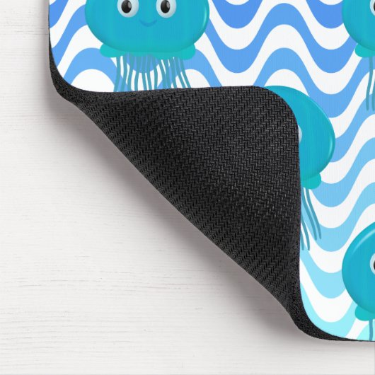 Gradiënt blauw golven en kwallen patroon muismat (Hoek)