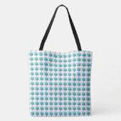 Gradiënt Blauw Groen, Navy Snowflakes Canvas tas (Achterkant)