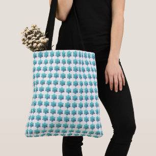 Gradiënt Blauw Groen, Navy Snowflakes Canvas tas