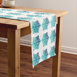 Gradiënt Blauw Groen, Navy Snowflakes Table Runner Korte Tafelloper