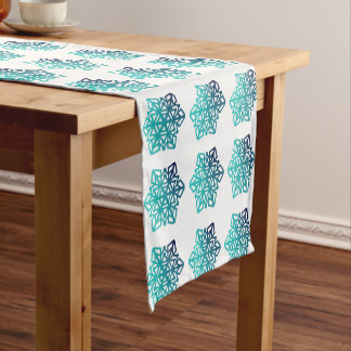 Gradiënt Blauw Groen, Navy Snowflakes Table Runner Korte Tafelloper