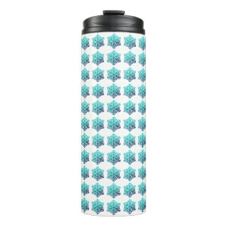 Gradiënt Blauw Groen, Zeesnowflakes Tumbler Thermosbeker