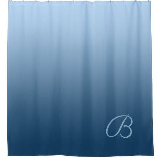 Gradiënt Blauw met Douanemonogram Douchegordijn (Voorkant)