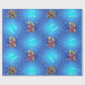 Gradiënt Blauw met Sterren Vrede en Vreugde Cadeaupapier (Vlak)