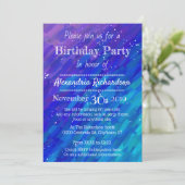 Gradiënt blauw paars modern verjaarfeest kaart (Staand voorkant)
