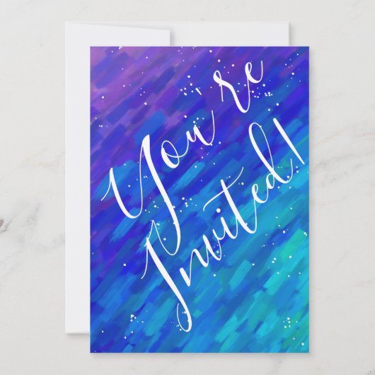 Gradiënt blauw paars modern verjaarfeest kaart (Achterkant)