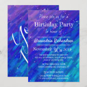 Gradiënt blauw paars modern verjaarfeest kaart (Voorkant / Achterkant)