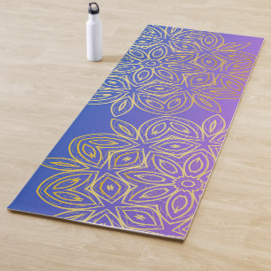 Gradiënt Blauw-Paarse Monogram Gouden Mandala Yogamat