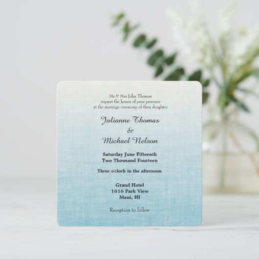 Gradiënt Blauwe Bruiloft Kaart (Staand voorkant)