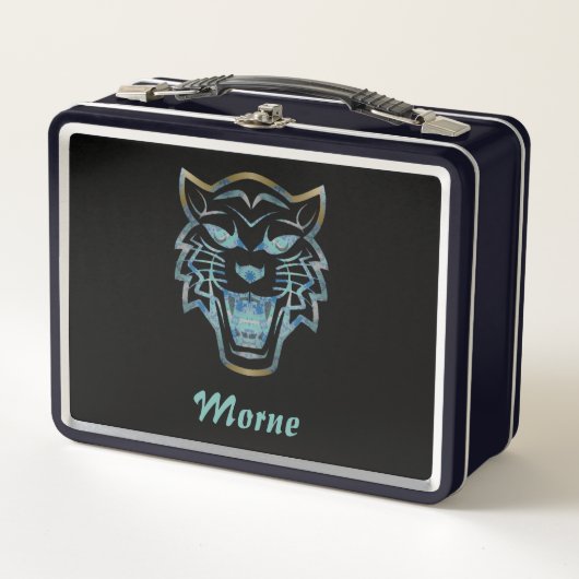Gradiënt blauwe tijger silhouet monogram (Voorkant)