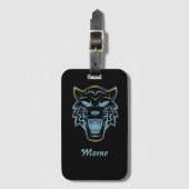 Gradiënt blauwe tijger silhouet monogram bagagelabel (Voorkant (verticaal))