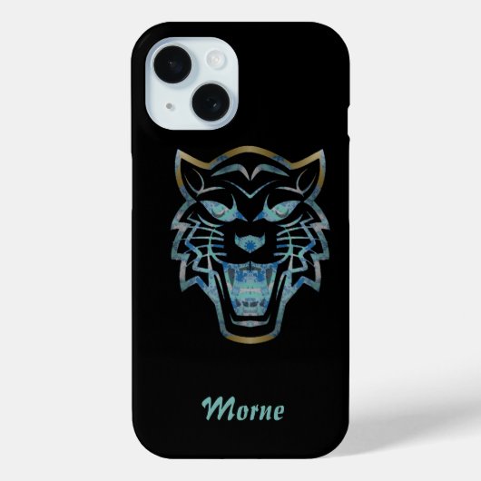 Gradiënt blauwe tijger silhouet monogram Case-Mate iPhone case (Achterkant)