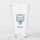 Gradiënt blauwe tijger silhouet monogram glas (Voorkant)