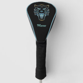 Gradiënt blauwe tijger silhouet monogram golfheadcover