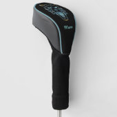 Gradiënt blauwe tijger silhouet monogram golfheadcover (Schuin)